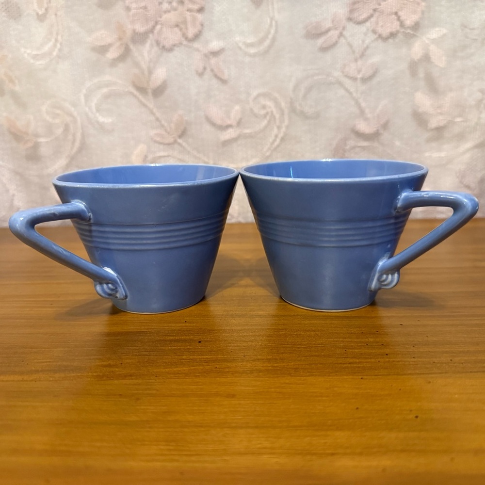 Vintage Harlequin By Homer Laughlin  2.625 inch Teacups Turquoise Set Of 2